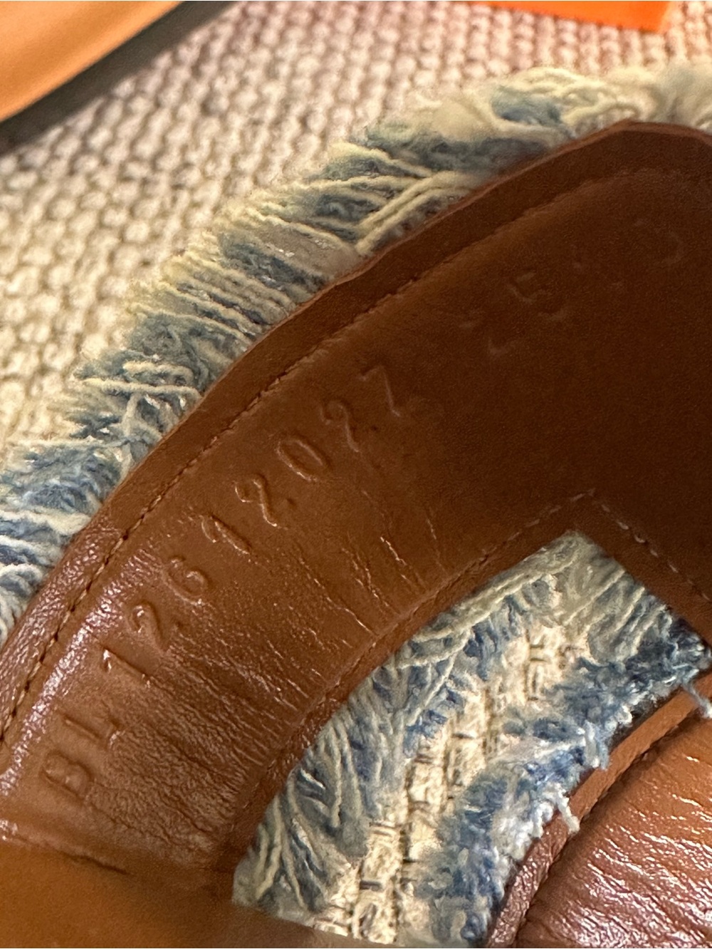 NEW in box HERMÈS Bleu Clair DENIM Fringe Oran Sandals - Picture 12 of 16
